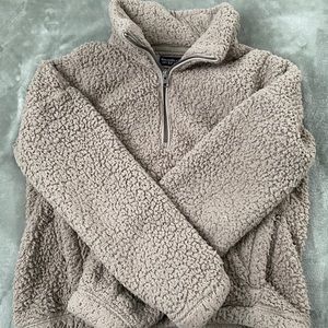 brown fluffy sherpa Abercrombie & fitch sweater.